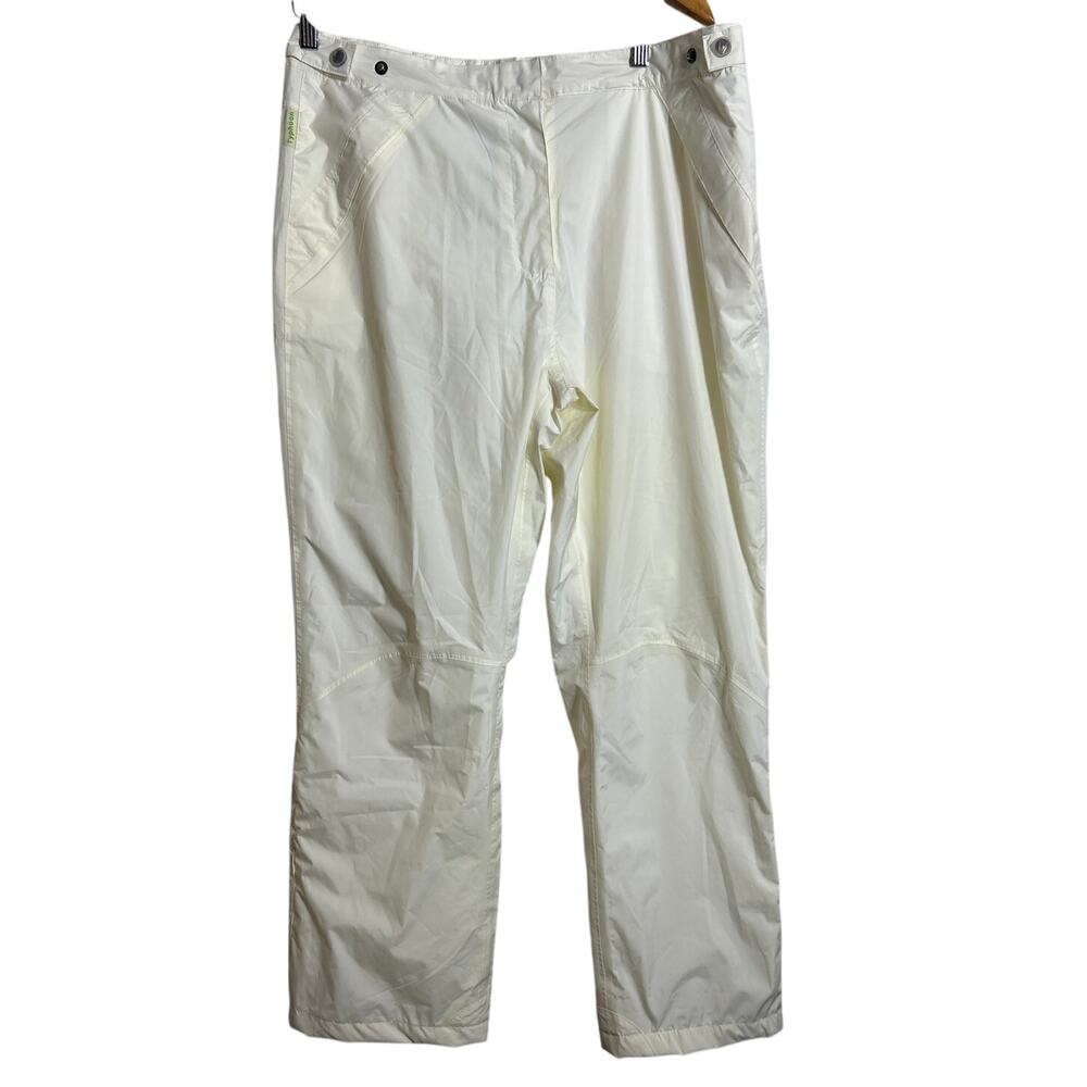 Sunice Typhoon Pants Large Off White Zip Ankles Lined Golf Rain Waterproof Snow